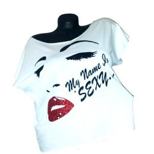 My Name Is Sexy Raw Edge Terry Lt.Weight Jersey Dolman Tee~Shiny Lettering. LG